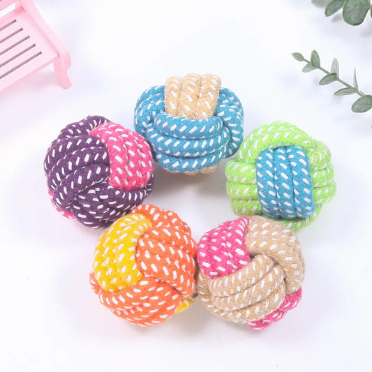 Interactive Cotton Rope Dog Toy - Mini Ball for Chewing & Cleaning