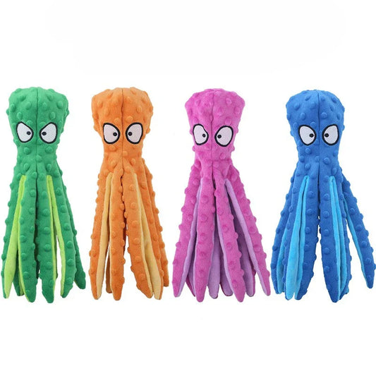 Plush Octopus Dog Toy - Bite Resistant, Squeaky & Interactive