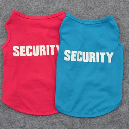 Small dog wearing security clothing summer vest T-shirt costume