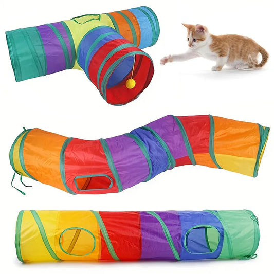 Foldable Cat Tunnel Toy - Breathable Indoor Play Tunnel for Cats