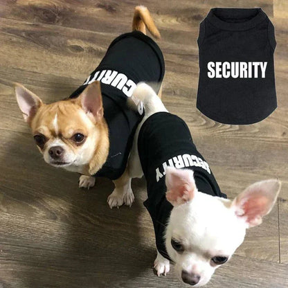 Small dog wearing security clothing for dogs summer pet t-shirt costume