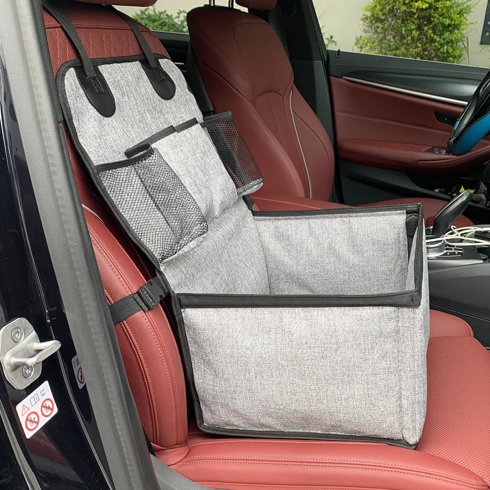 Dog Car Booster Seat - Front Seat Pet Carrier with Storage Pockets