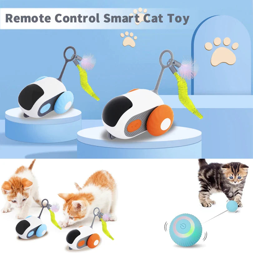 Smart Interactive Pet Car Toy - Remote Moving Toy for Cats & Dogs