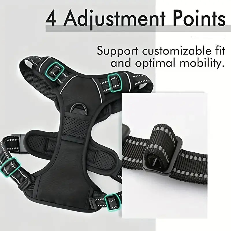 Service dog harness front clip reflective heavy duty vest for all dog sizes