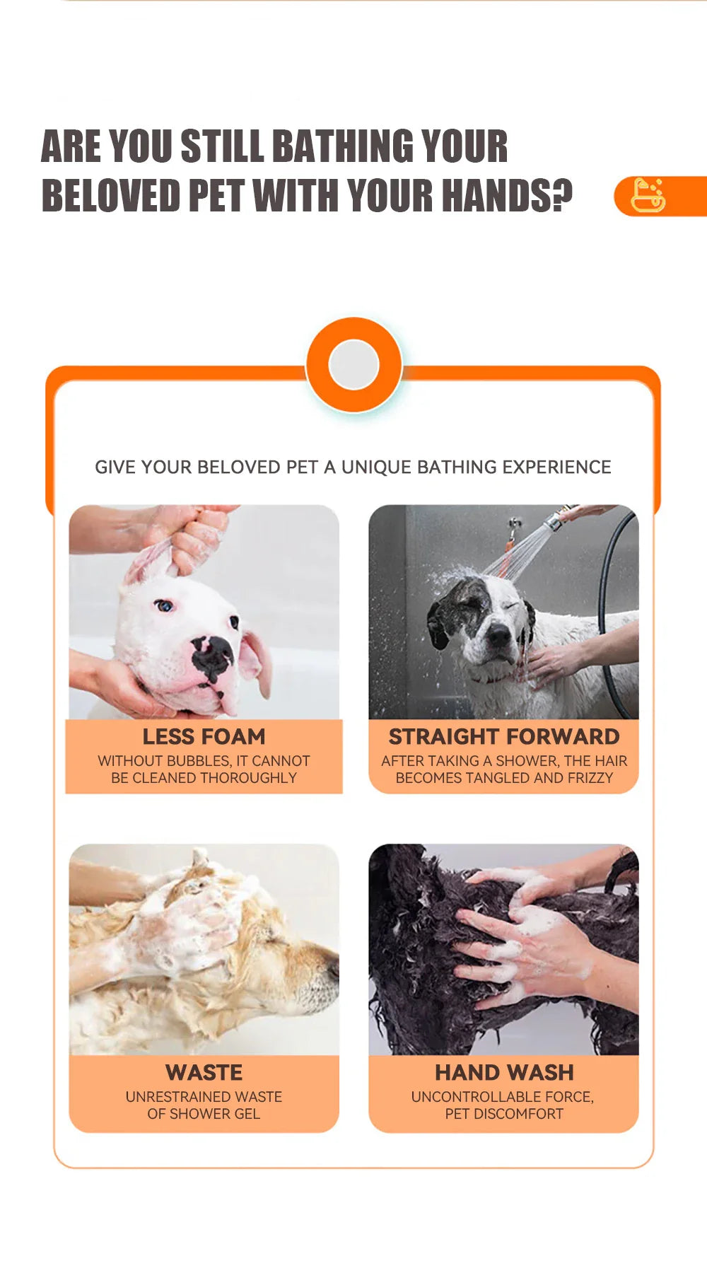 Dog Bathing Brush with Shampoo Dispenser - Soft Silicone Massage Tool