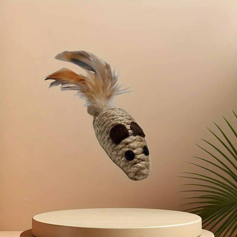 Sisal Mouse Cat Toy - Bite-Resistant Interactive Plush (1/4pcs)