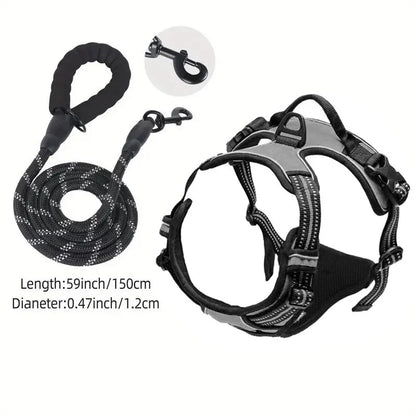 Reflective service dog harness with front clip and easy control handle for large, small, and medium dogs by JTPAWS
