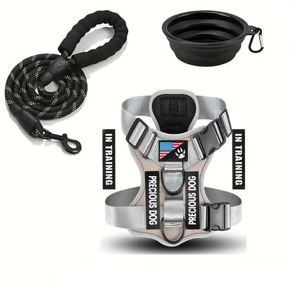 Reflective adjustable service dog harness with buckle and soft padded vest for small to medium dogs