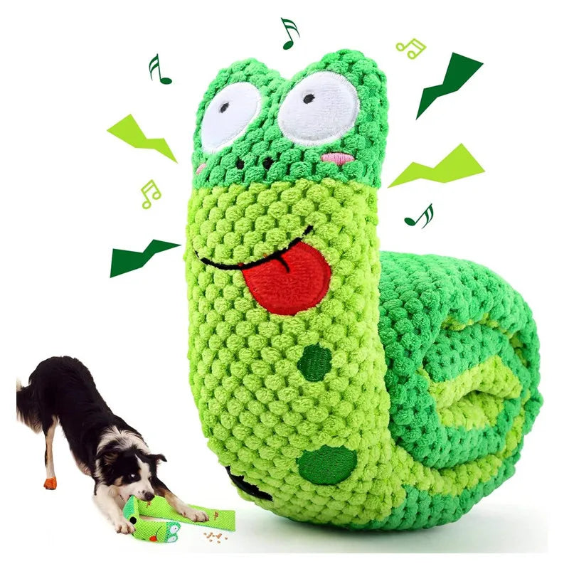 Dog Puzzle Feeder Plush Snail - Interactive Squeaky Chew Toy for Puppies & Dogs