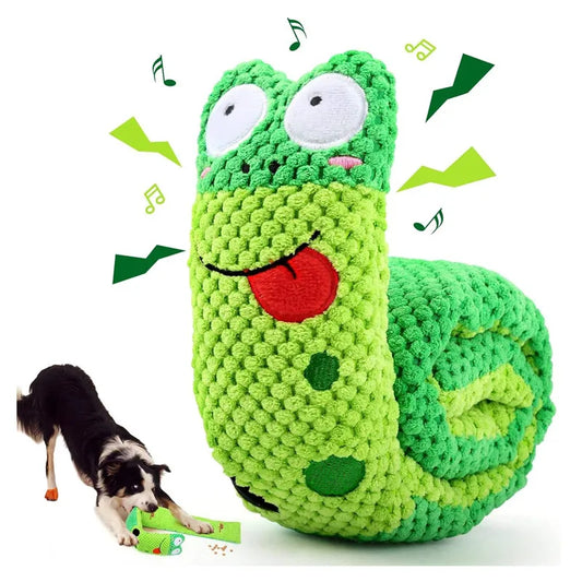 Dog Puzzle Feeder Plush Snail - Interactive Squeaky Chew Toy for Puppies & Dogs