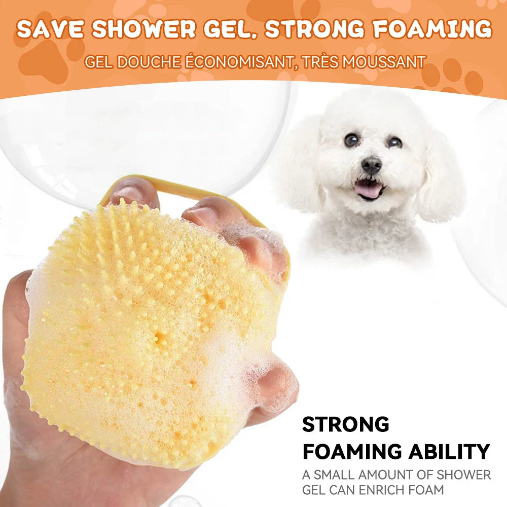 Dog Bathing Brush with Shampoo Dispenser - Soft Silicone Massage Tool