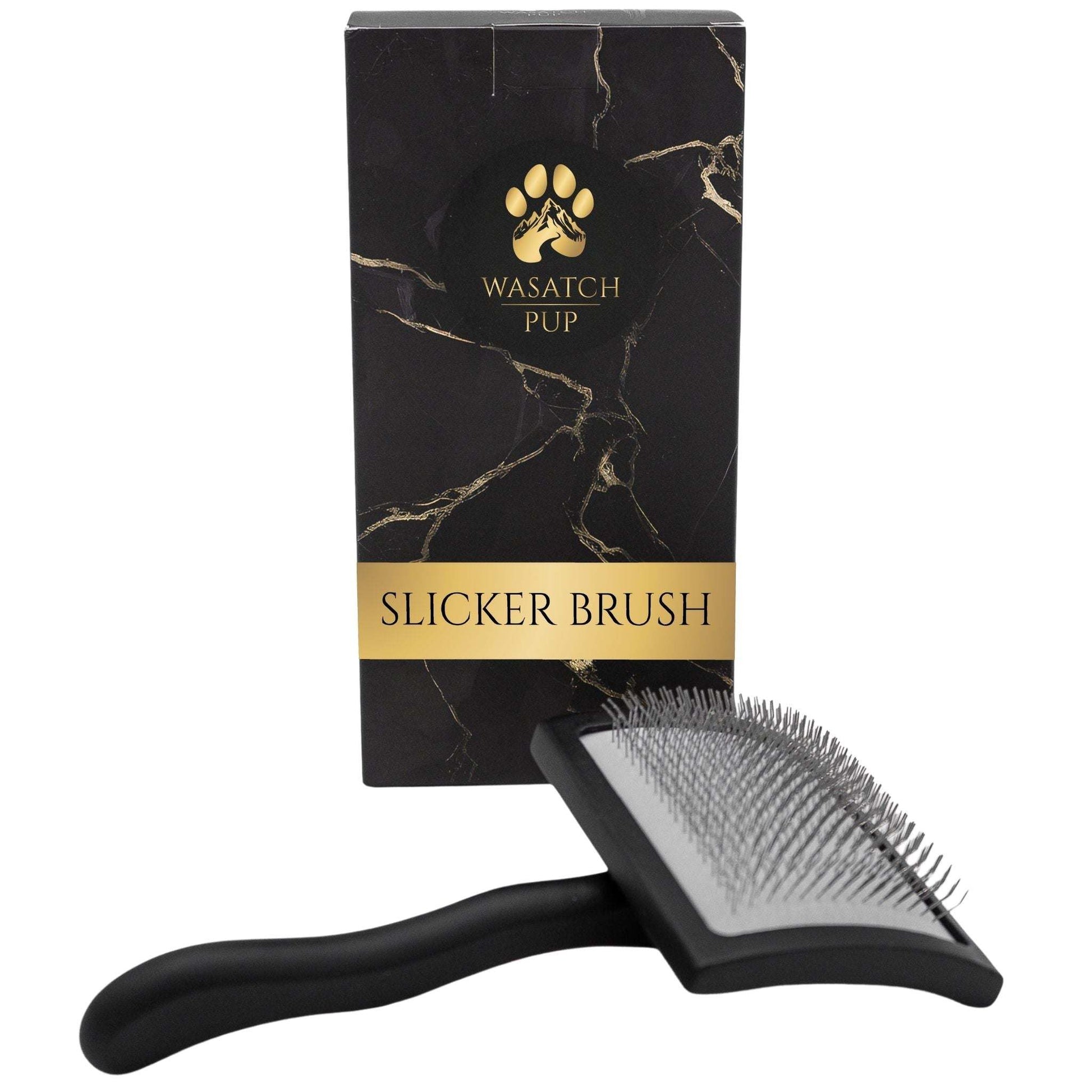 Wasatch Pup Slicker Brush with comfort glide pins and ergonomic grip for effective pet grooming and de-shedding