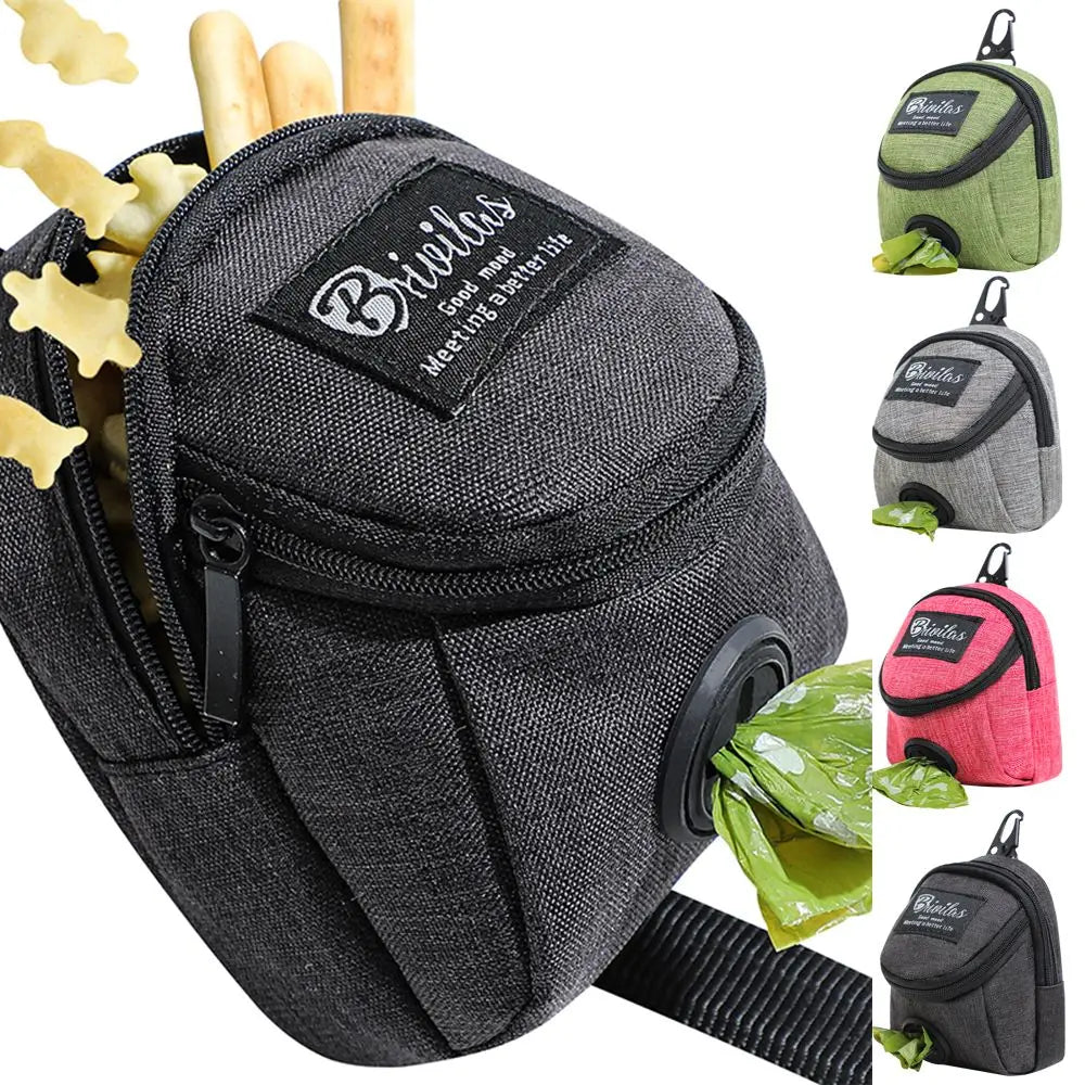 Portable Dog Treat Pouch - Training & Travel Bag with Poop Dispenser