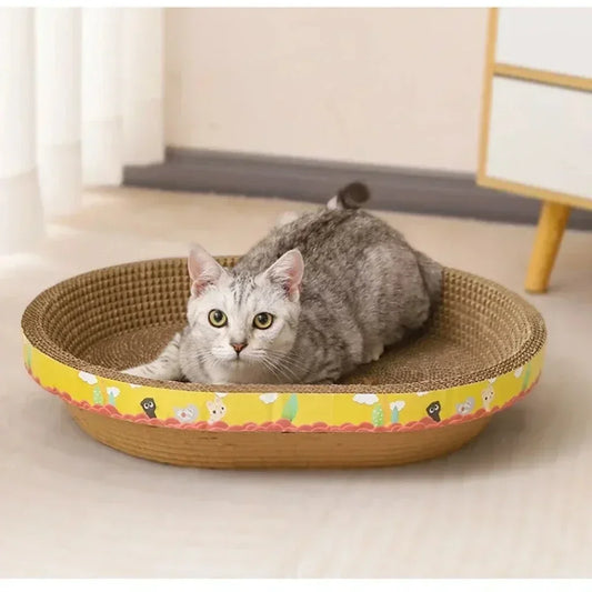 Oval Cat Scratch Board - Cat Scratcher and Bed
