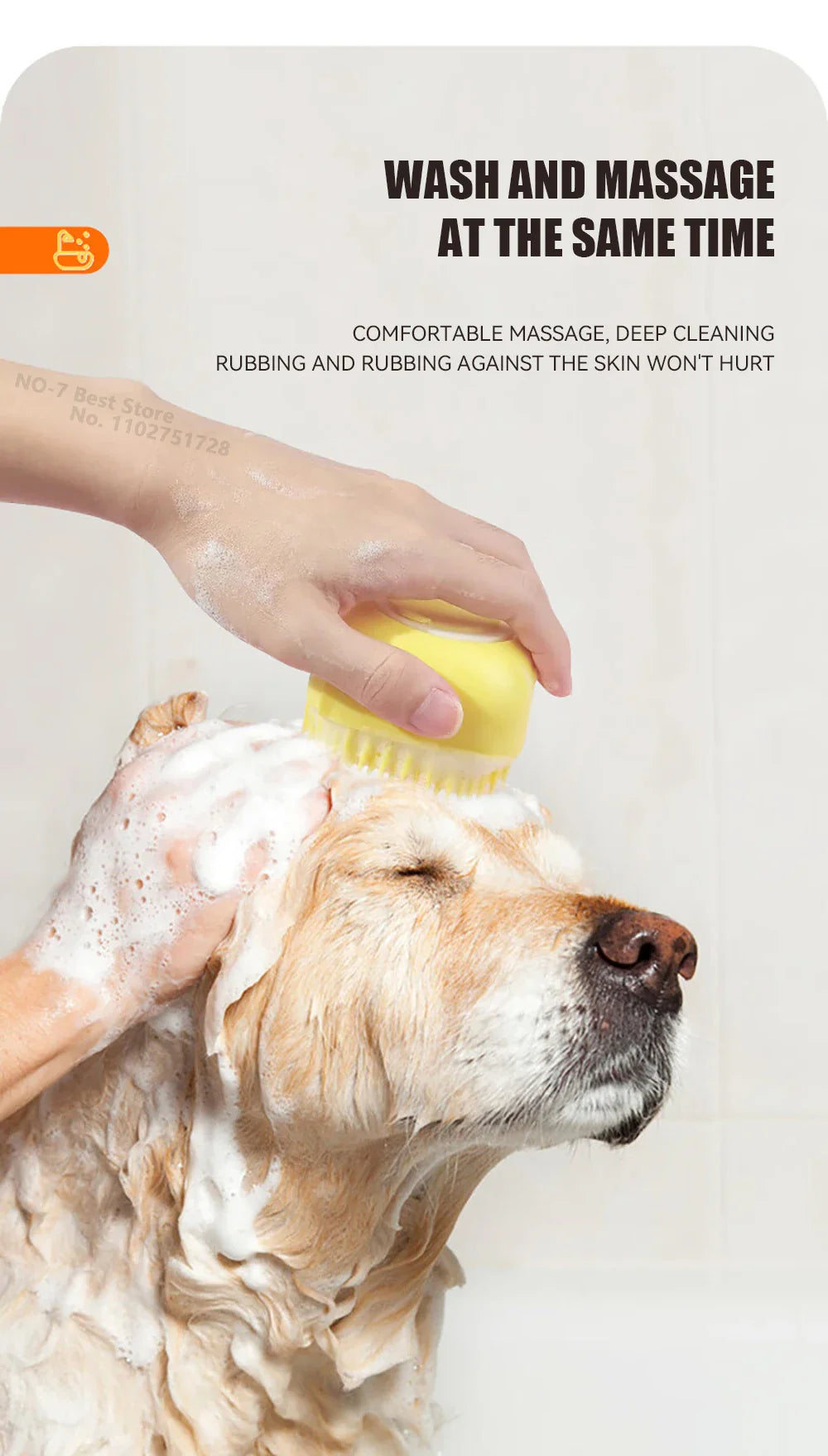 Dog Bathing Brush with Shampoo Dispenser - Soft Silicone Massage Tool
