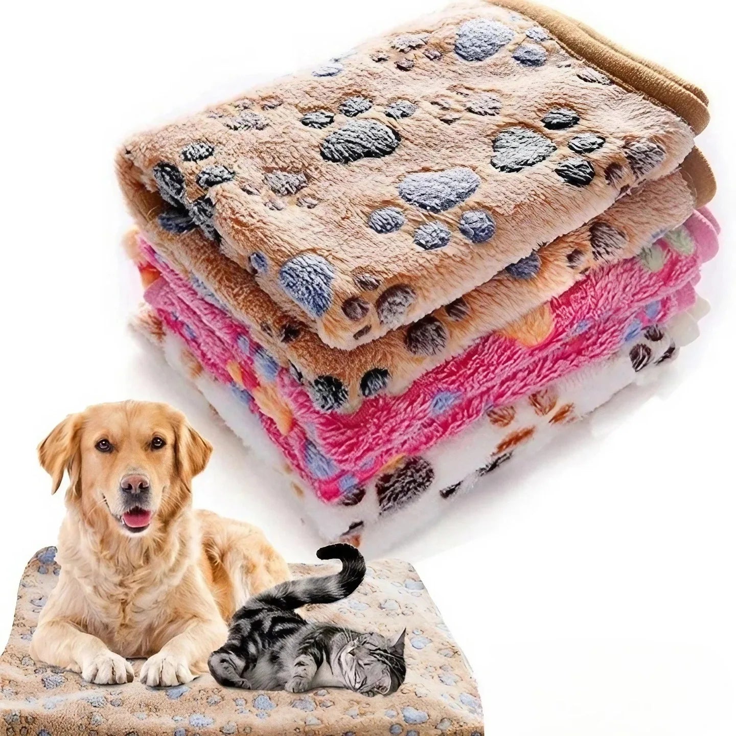 Soft Fluffy Pet Blanket - Cute Cartoon Pattern