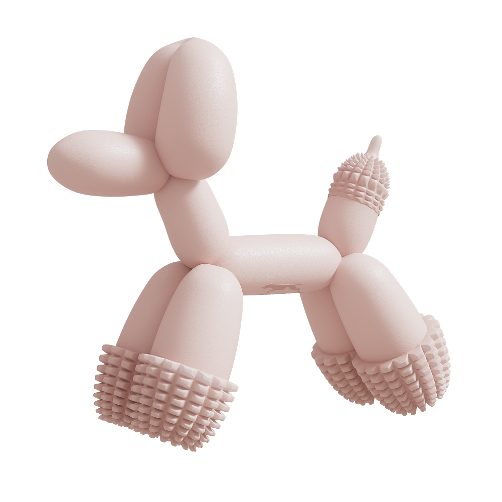 Pink Balloon Dog Toy for small breeds with textured teeth-cleaning design