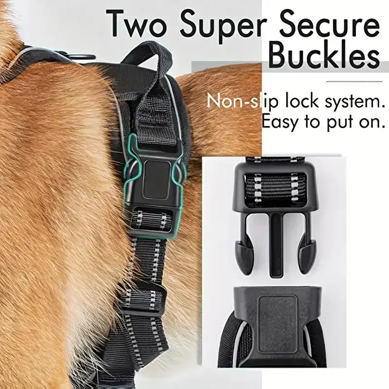 Service dog harness front clip heavy duty reflective vest with easy control handle for large, medium, and small dogs