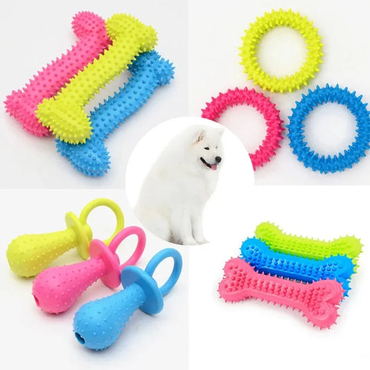Rubber Bite-Resistant Dog Toy - Teeth Cleaning Chew Toy for Small Dogs