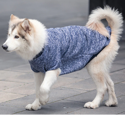 Large dog winter warm pet sweater in blue fleece for comfort and warmth