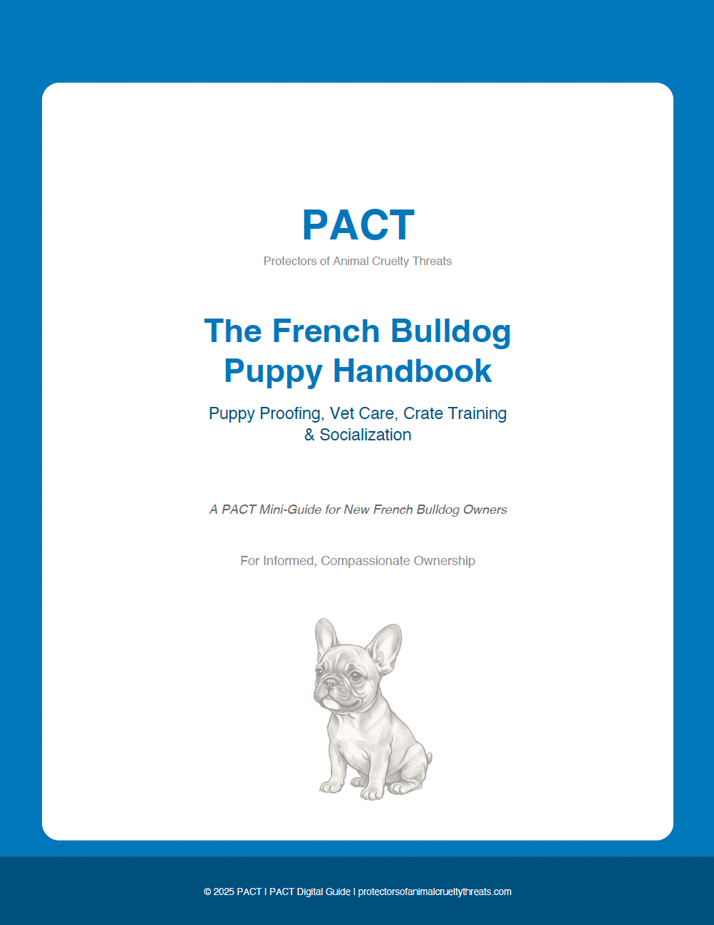 PACT Mini-Guide 2025 French Bulldog Puppy Handbook cover for first-year care and training