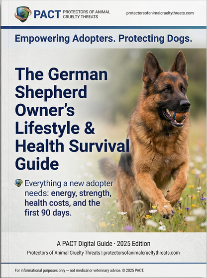 PACT German Shepherd Lifestyle Guide cover featuring German Shepherds and adoption essentials