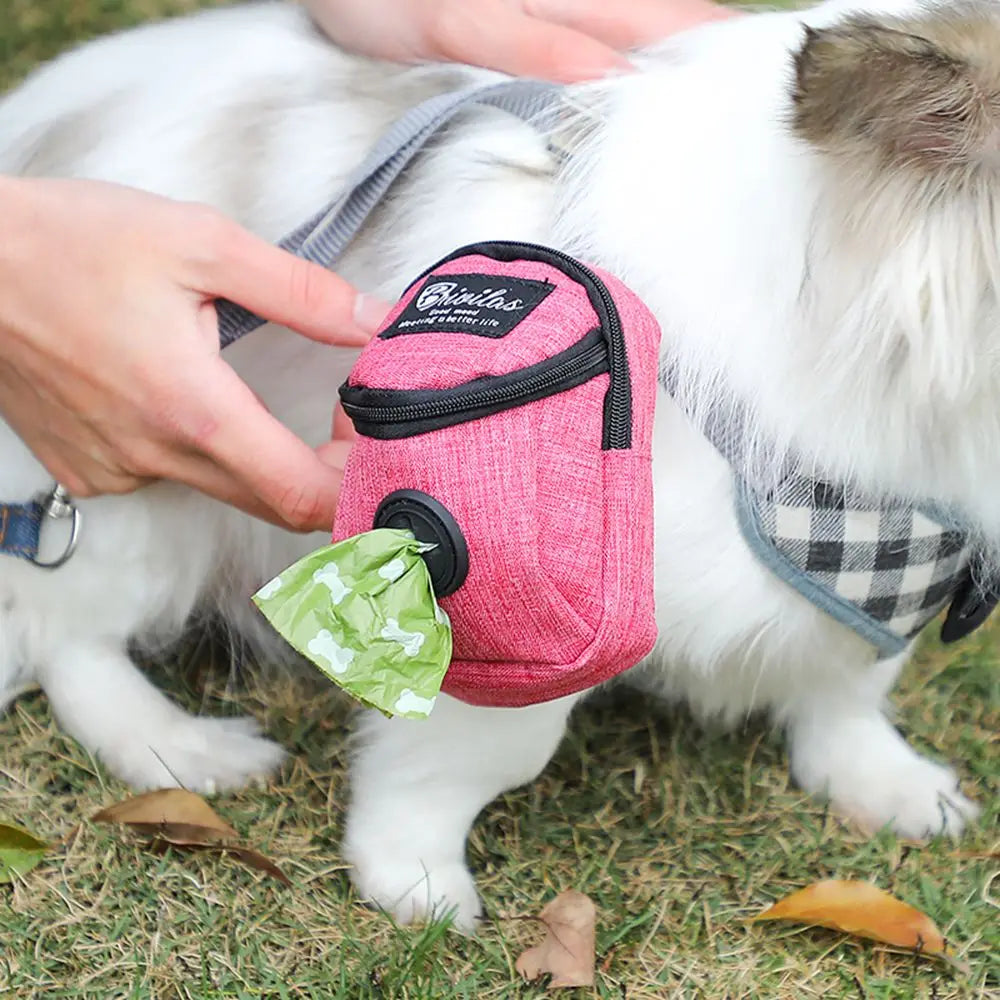 Portable Dog Treat Pouch - Training & Travel Bag with Poop Dispenser