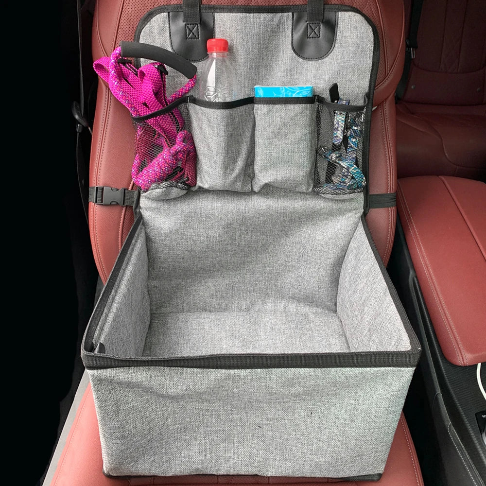 Dog Car Booster Seat - Front Seat Pet Carrier with Storage Pockets