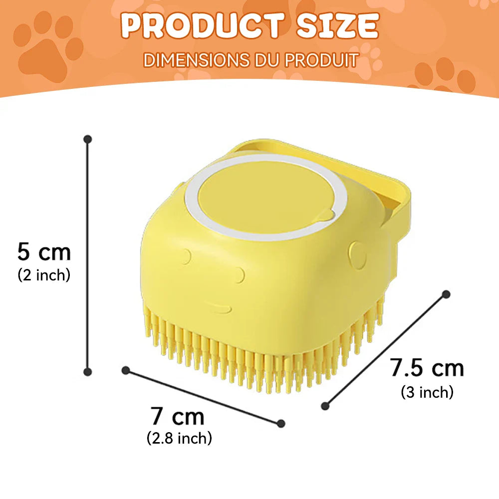 Dog Bathing Brush with Shampoo Dispenser - Soft Silicone Massage Tool