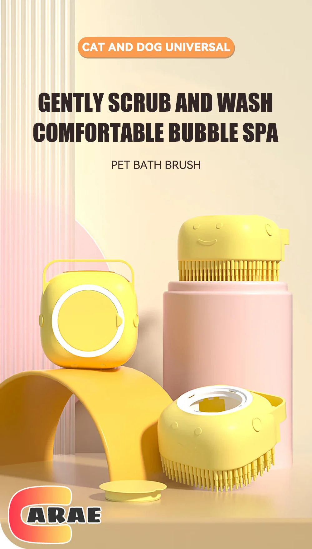 Dog Bathing Brush with Shampoo Dispenser - Soft Silicone Massage Tool