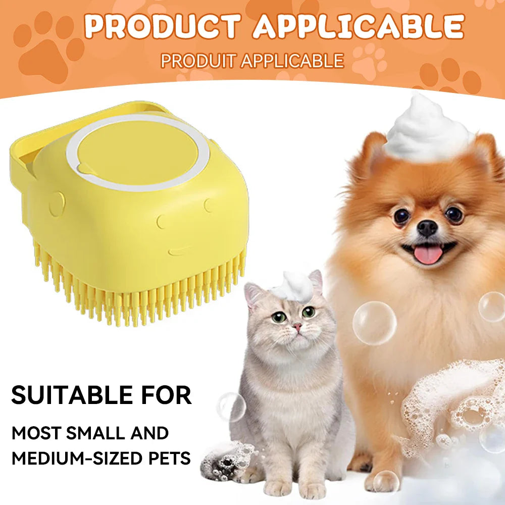 Dog Bathing Brush with Shampoo Dispenser - Soft Silicone Massage Tool