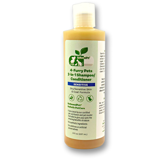 4-Furry Pets 2-in-1 Sensitive Shampoo and Conditioner bottle for dry and sensitive pet skin and coat