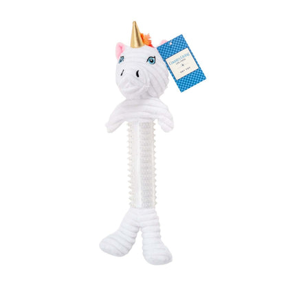 Country Living Thermoplastic Rubber unicorn corduroy plush dog toy with squeaker and textured chew surface
