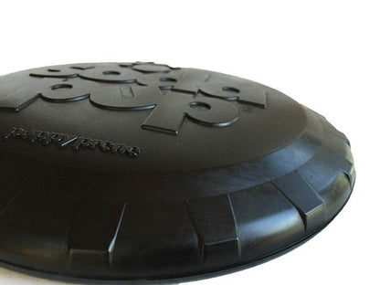 Magnum Bottle Top Flyer large black rubber dog retrieving frisbee durable safe for teeth