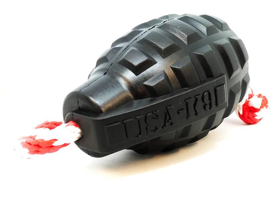 USA-K9 Magnum Grenade: Durable Rubber Chew and Treat Dispenser Toy!