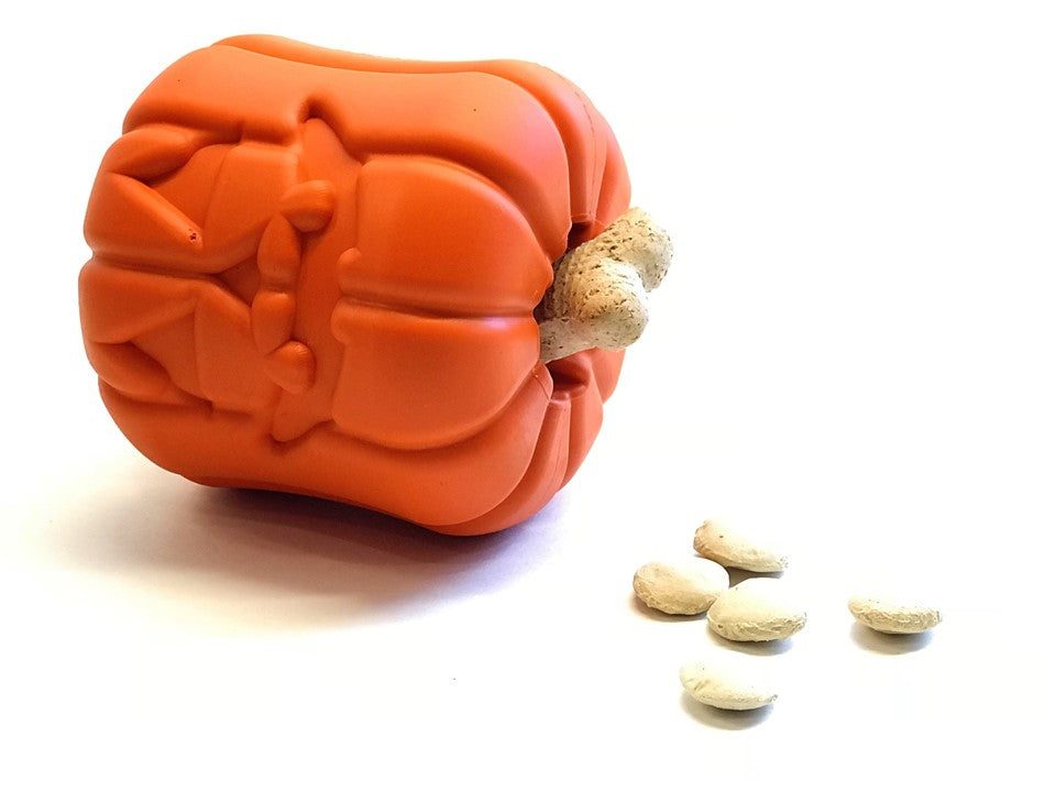 Durable Rubber Chew Toy & Treat Dispenser - Jack O' Lantern eDispener