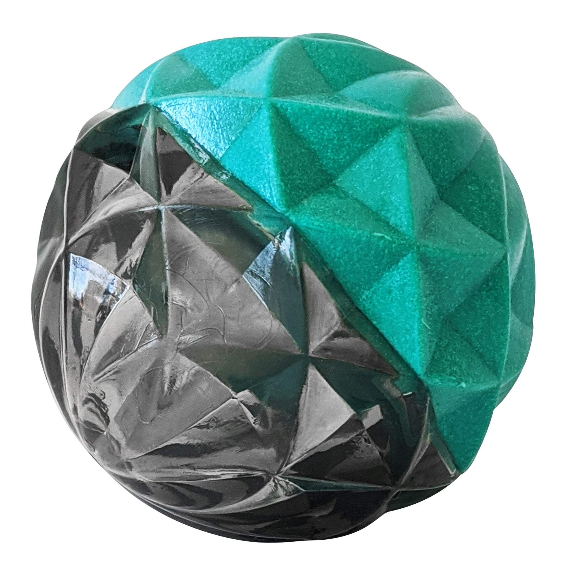 Country Living Geometric Textured Ball Dog Chew Toy in teal and black rubber for durable interactive play and dental health