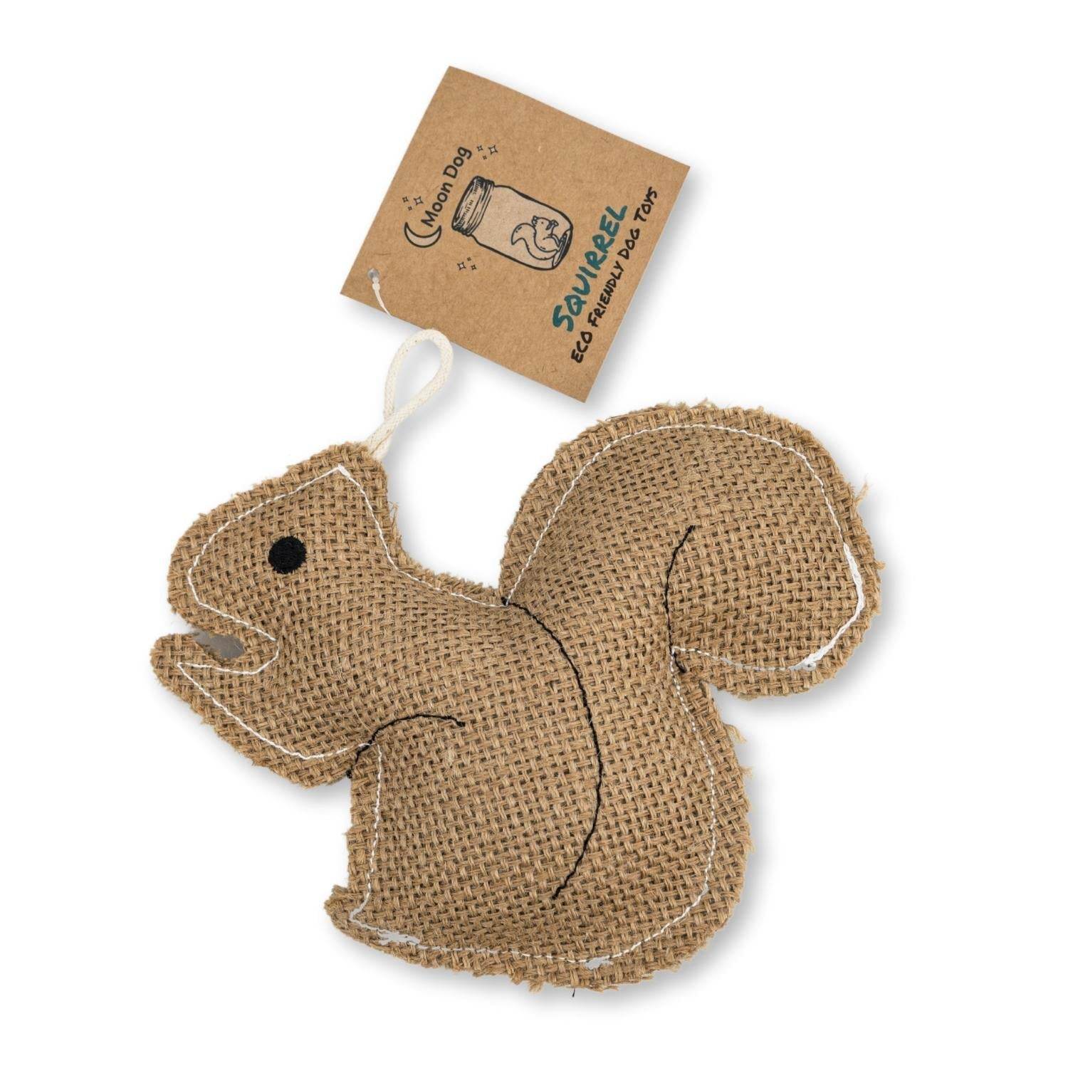 Rustic Jute Squirrel shaped dog chew toy made from durable non-toxic natural jute fibers for small to medium dogs