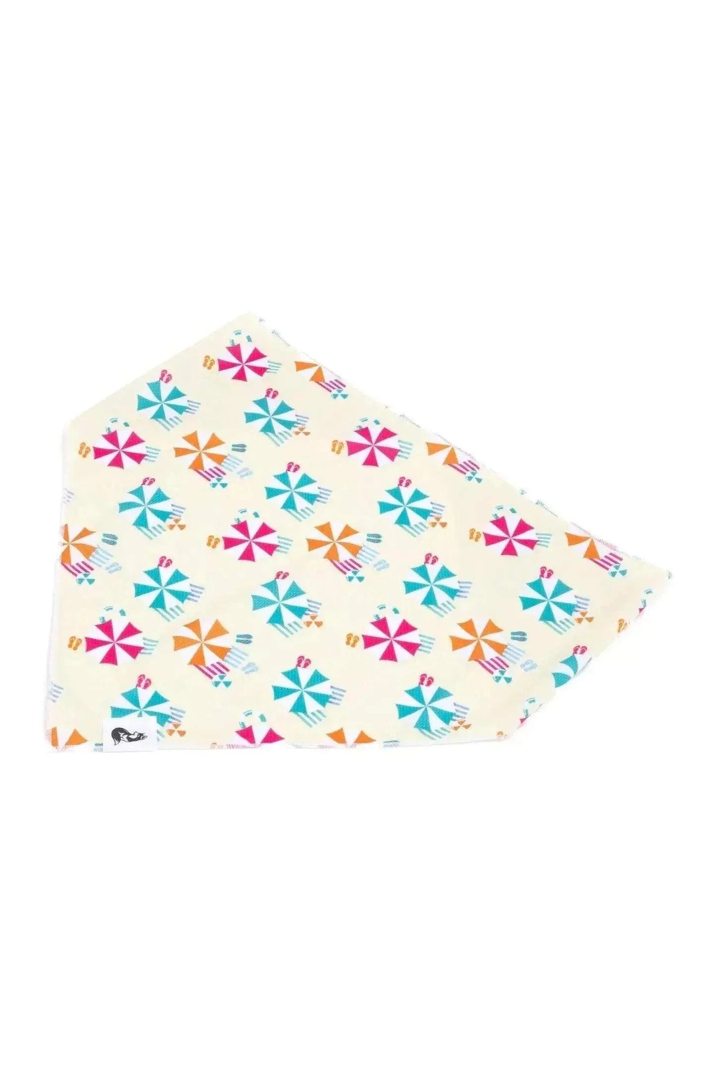 Sun & Shade Dog Bandana with vibrant beach umbrella pattern, lightweight and quick-drying pet accessory