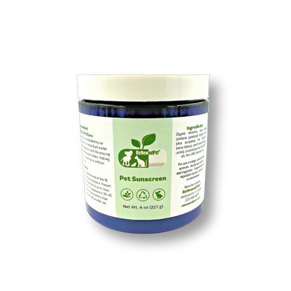 ReNewedPet natural organic pet sunscreen in 8 oz jar for sensitive skin protection