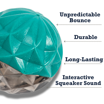 Country Living Geometric Textured Ball Dog Chew Toy with durable, interactive squeaker and unpredictable bounce