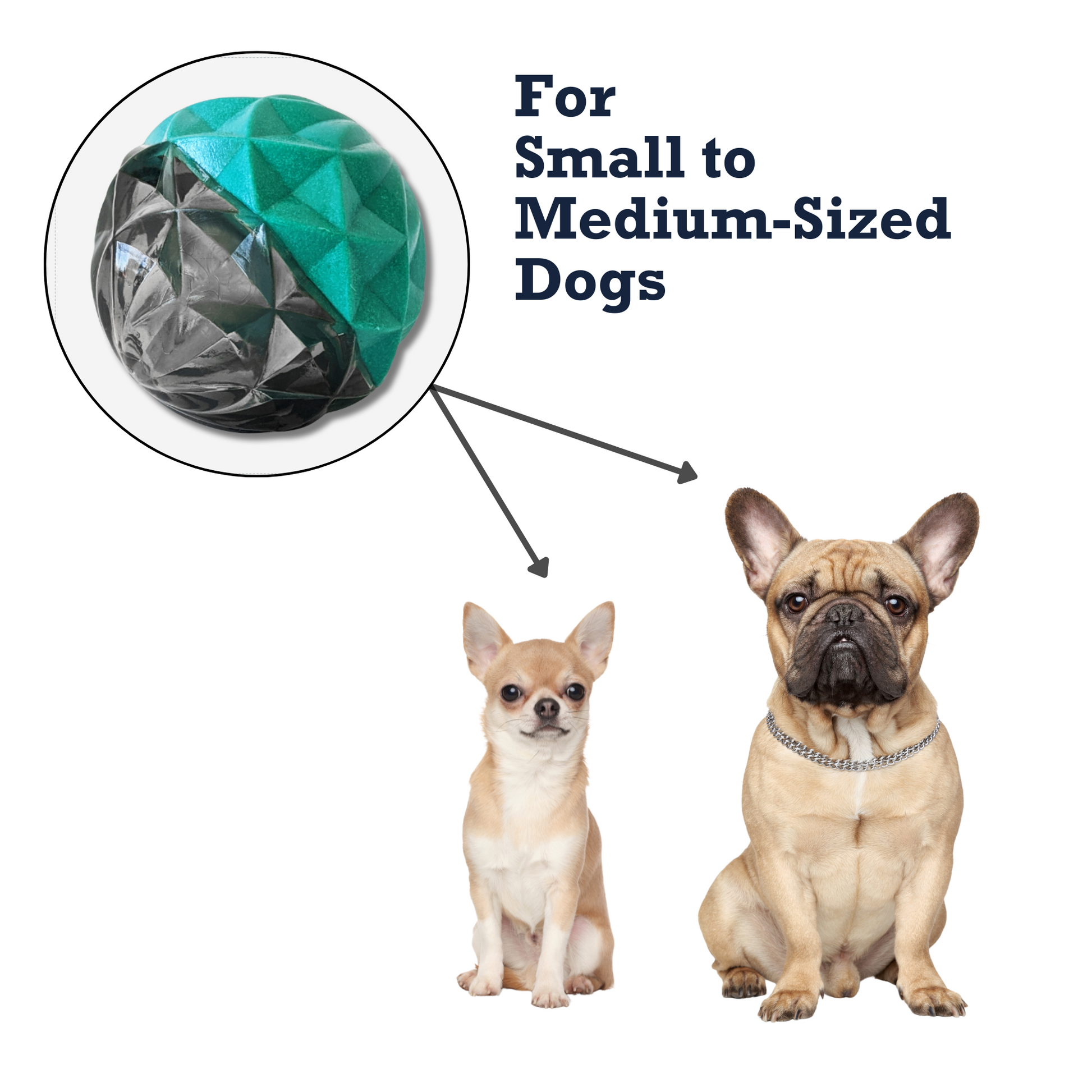 Country Living Geometric Textured Ball Dog Chew Toy for small to medium dogs with durable rubber and interactive squeaker