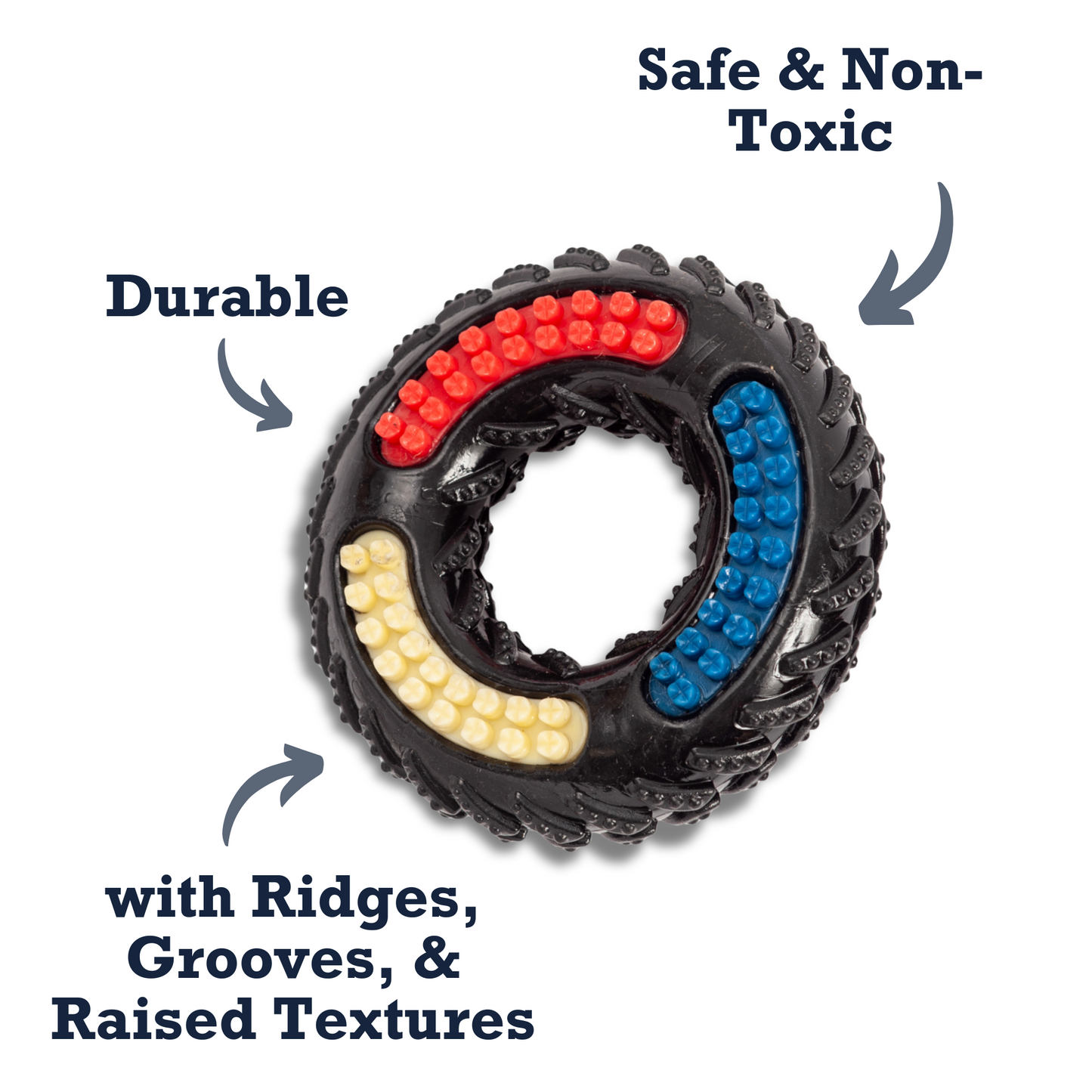 Country Living Tire of Fun durable TPR dog chew toy with textured ridges and non-toxic materials