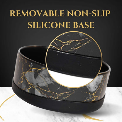 Limited Edition Ceramic Bowl | Elegant Black & Gold Marble Design