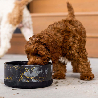Limited Edition Ceramic Bowl | Elegant Black & Gold Marble Design