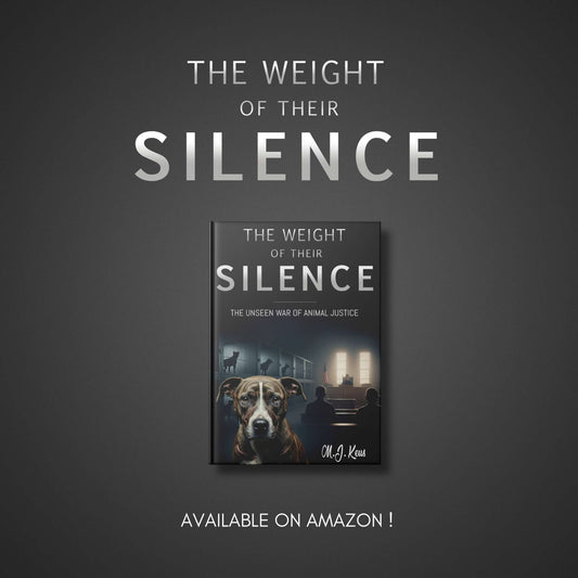 Cover of The Weight of Their Silence ebook by M.J. Keus featuring legal drama and animal justice themes