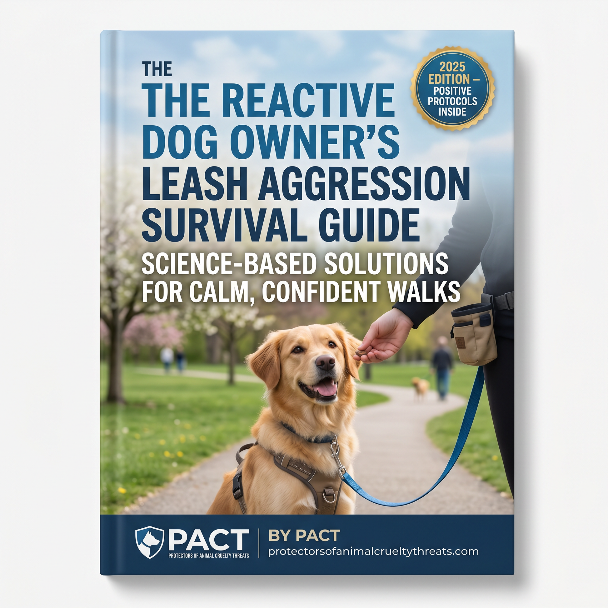 Cover of The Reactive Dog Owner's Leash Aggression Survival Guide 2025 with calming dog training concepts and leash imagery