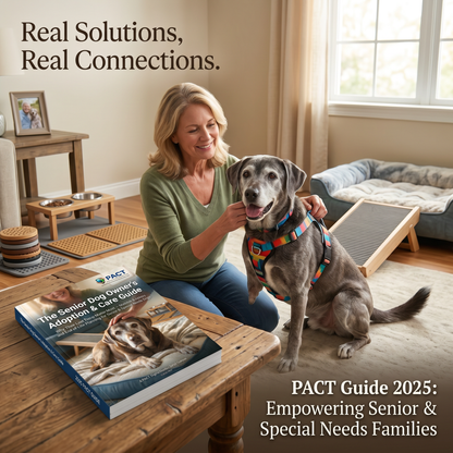 Cover of The Senior Dog Owner's Adoption & Care Guide 2025 featuring senior dog care tips and adoption advice
