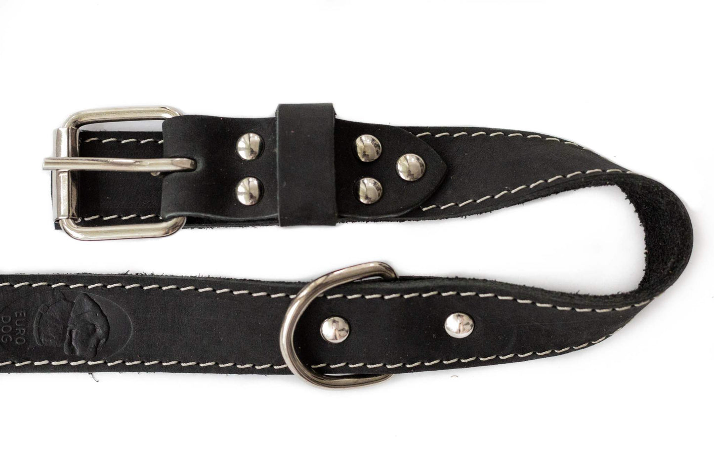 Pro Line Hunting Leather Collar and matching leash set with full-grain American leather and European steel
