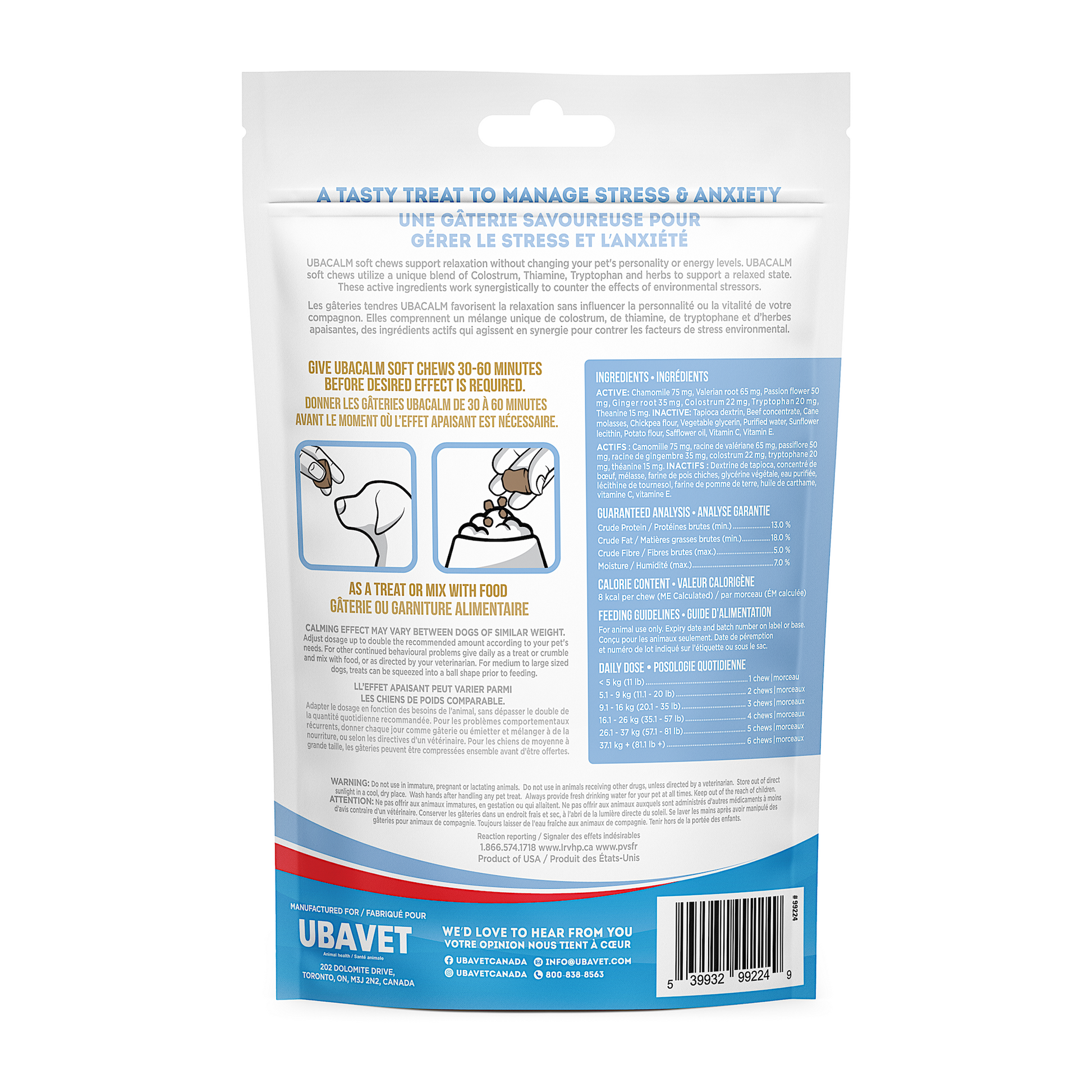 UBAVET UBACALM Calming Soft Chews for Dogs & Cats – Anxiety Relief